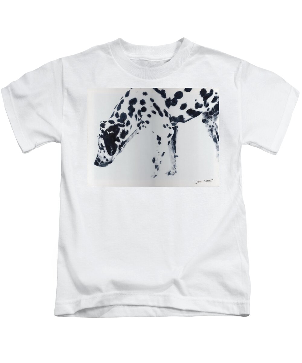 Dalmation Kids T-Shirt featuring the painting Dalmation by John Neeve