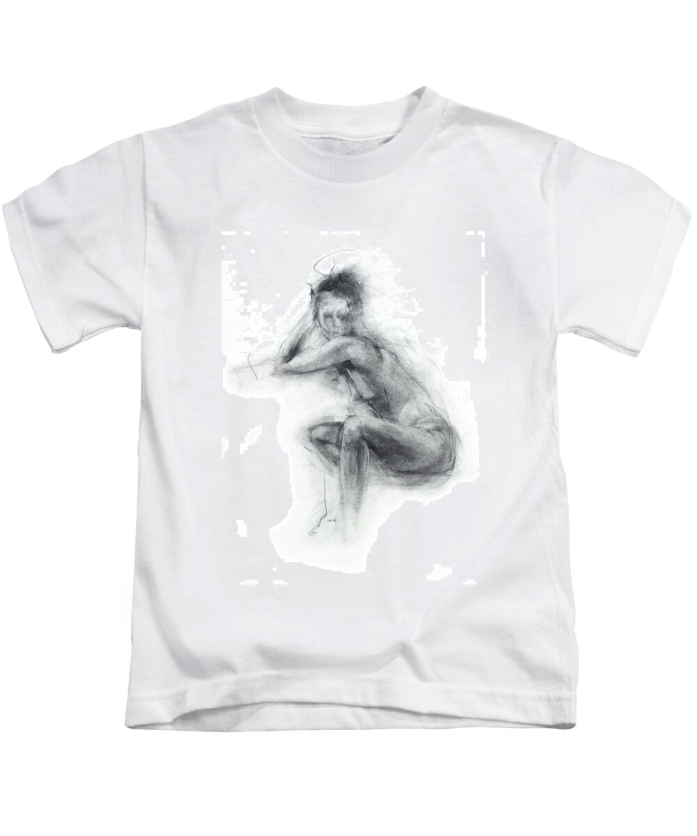 Dancer Kids T-Shirt featuring the drawing Dancer's Gaze by Christopher Williams