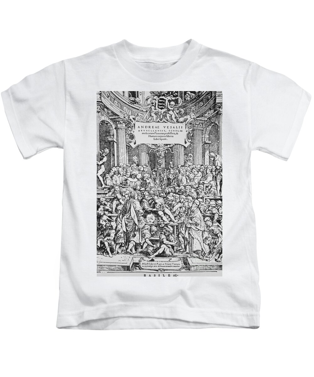 History Kids T-Shirt featuring the photograph De Humani Corporis Fabrica, Vesalius by Science Source