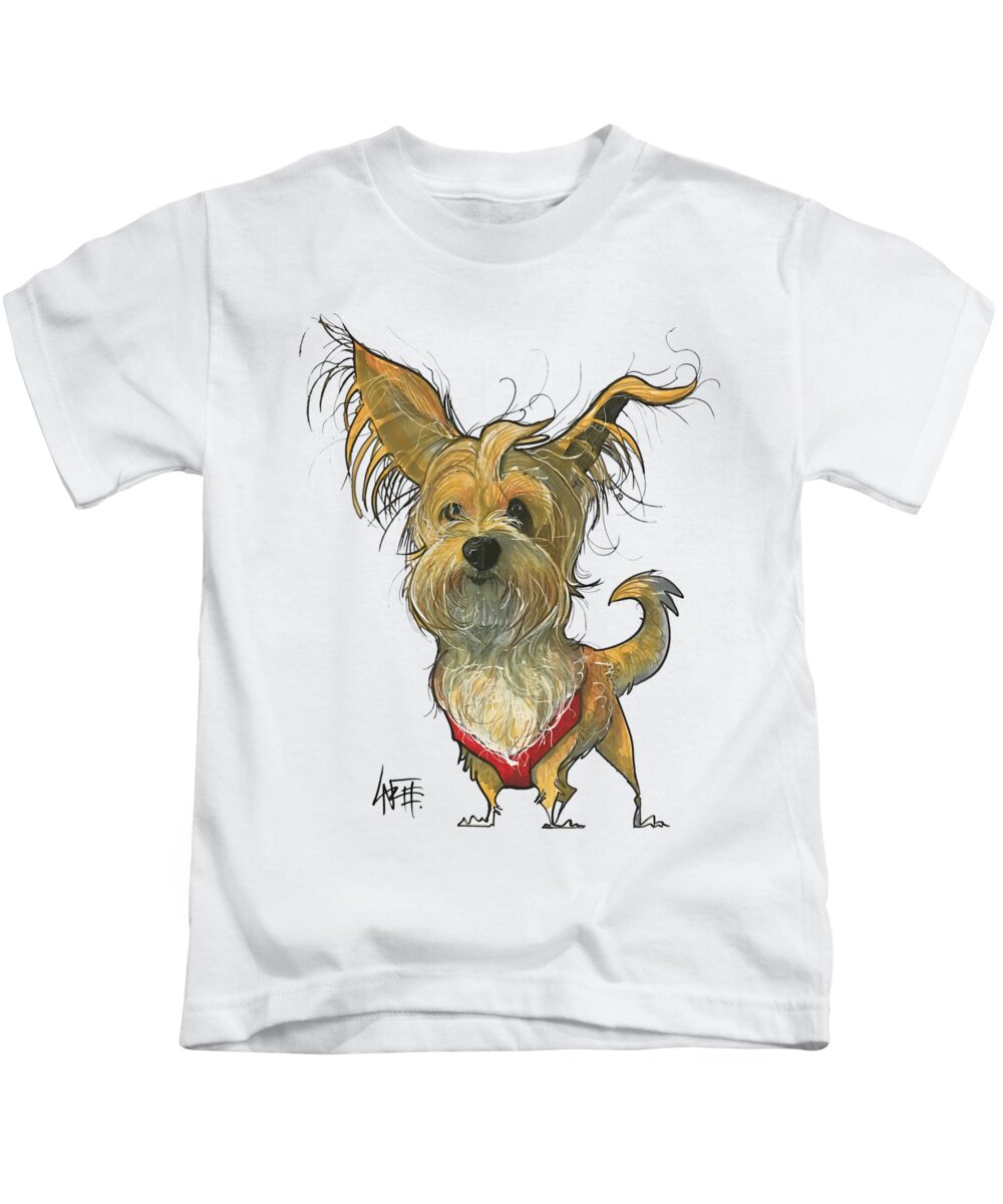 Pet Portrait Kids T-Shirt featuring the drawing Deckard 3099 by Canine Caricatures By John LaFree