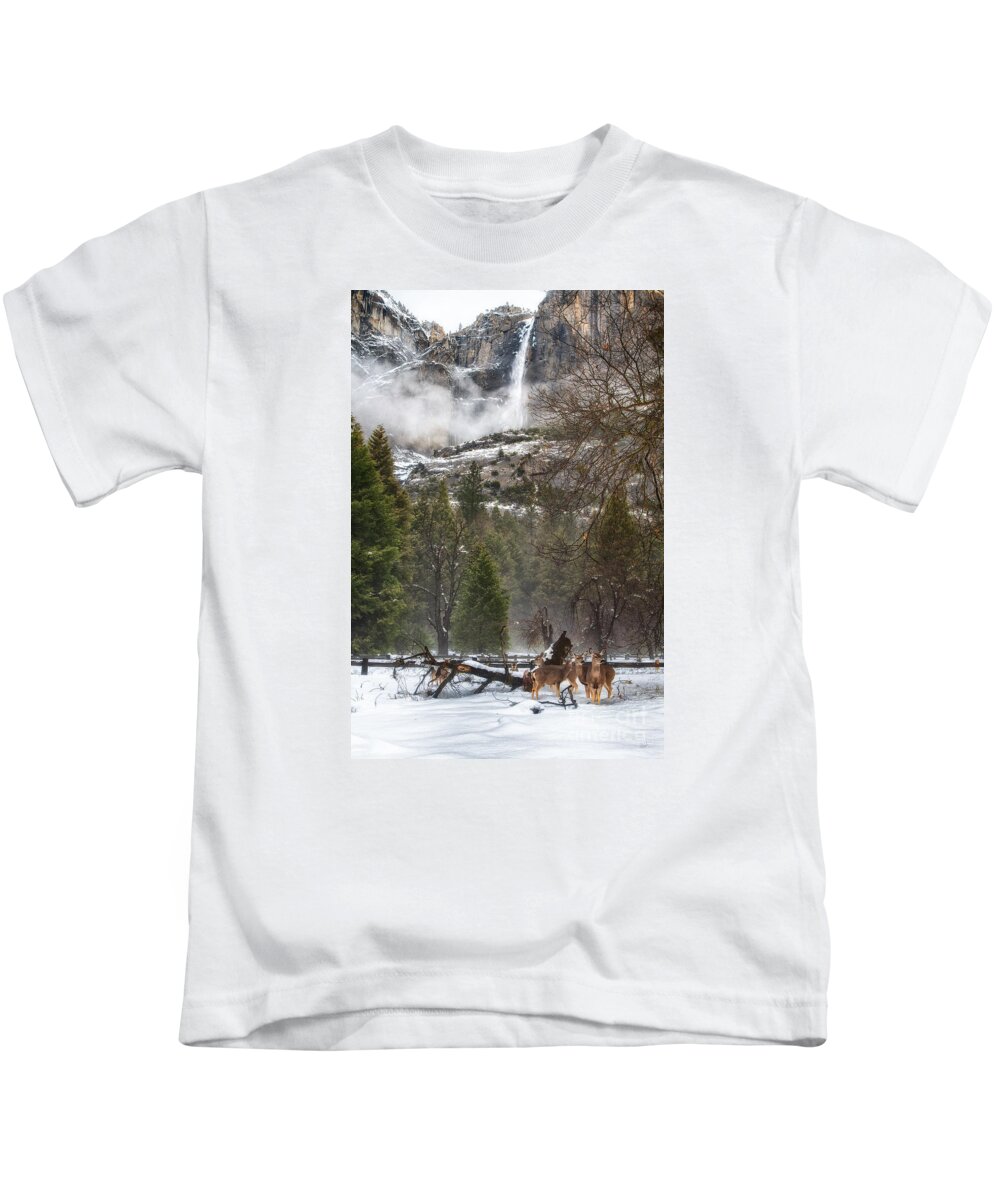 Yosemite Kids T-Shirt featuring the photograph Deer of Winter by Anthony Michael Bonafede