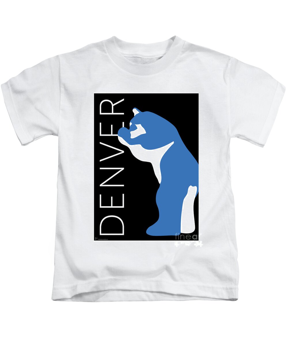 Denver Kids T-Shirt featuring the digital art DENVER Blue Bear/Black by Sam Brennan
