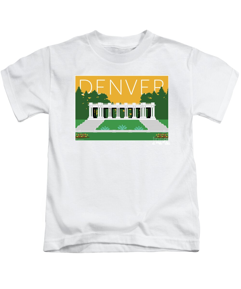 Denver Kids T-Shirt featuring the digital art DENVER Cheesman Park/Gold by Sam Brennan