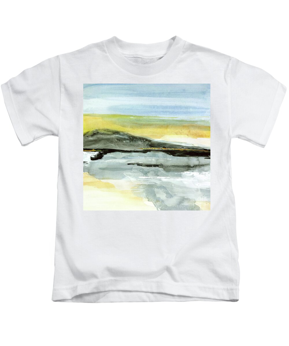 Original Watercolors Kids T-Shirt featuring the painting Distant City 2 by Chris Paschke