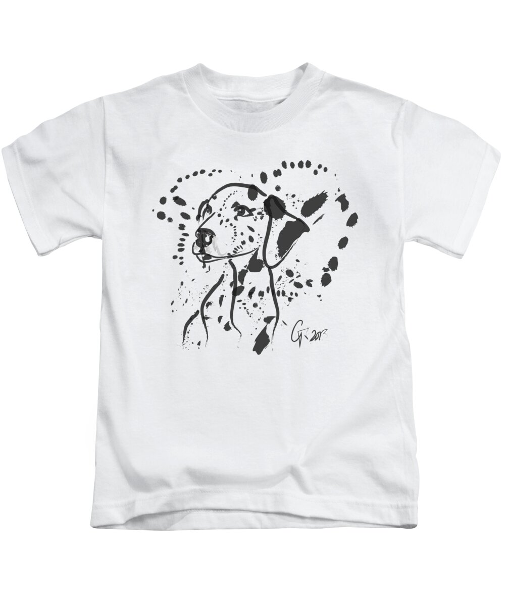 Dog Kids T-Shirt featuring the painting Dog Spot by Go Van Kampen