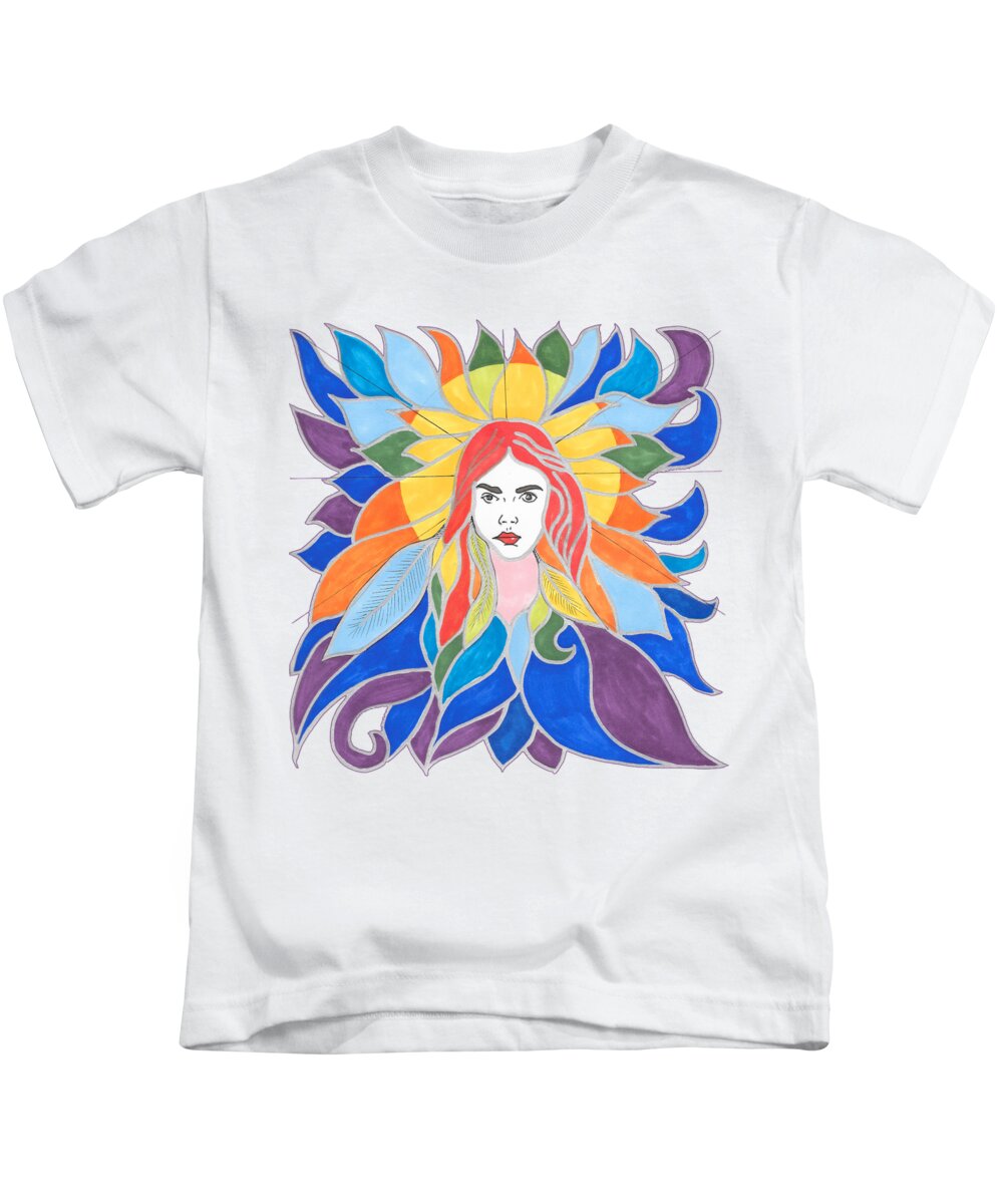 Brigid Kids T-Shirt featuring the mixed media Donna Soul Portrait by AHONU Aingeal Rose