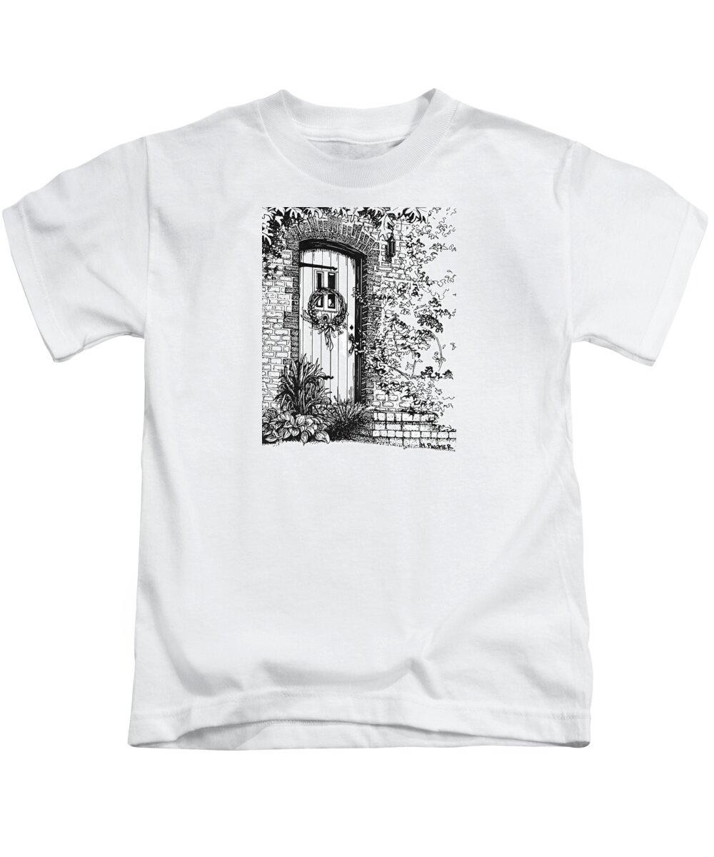 Pen And Ink Kids T-Shirt featuring the painting Door by Mary Palmer