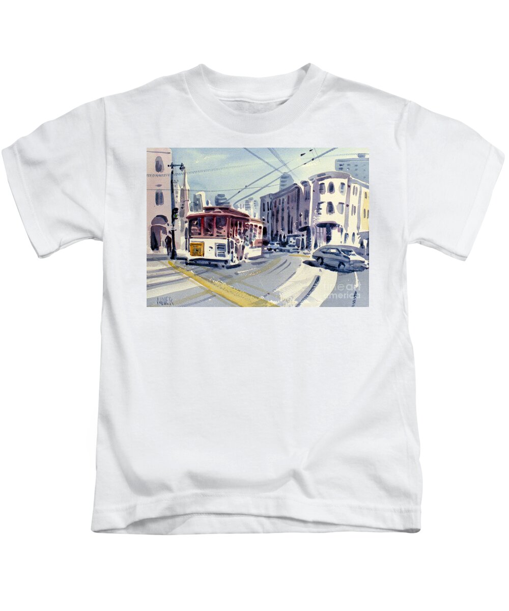 Cable Car Kids T-Shirt featuring the painting Downtown San Francisco by Donald Maier