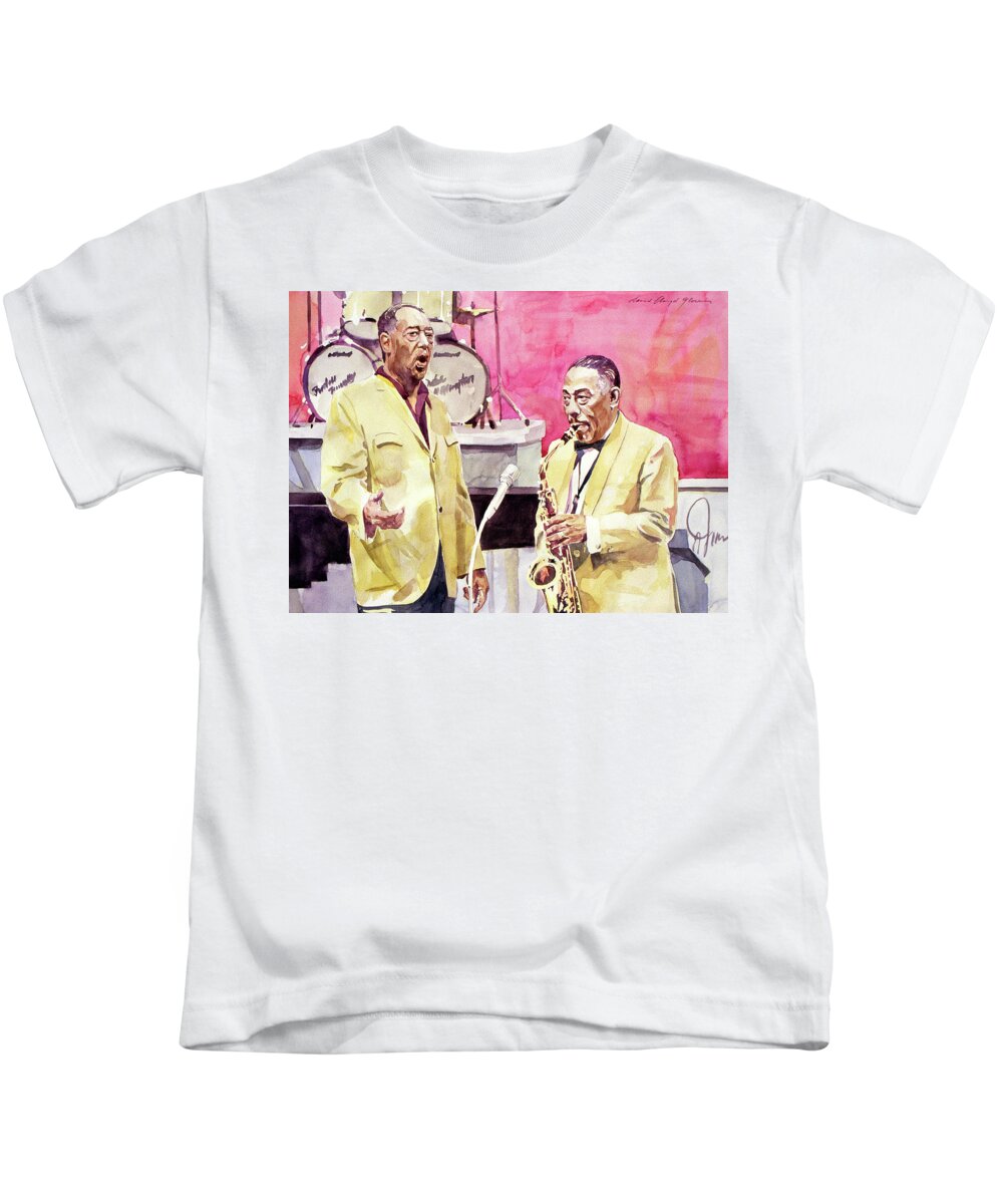 Jazz Kids T-Shirt featuring the painting Duke Ellington and Johnny Hodges by David Lloyd Glover