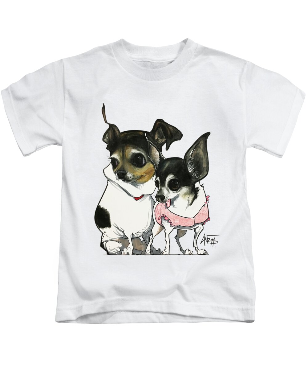 Pet Portrait Kids T-Shirt featuring the drawing Duque 3302 by Canine Caricatures By John LaFree