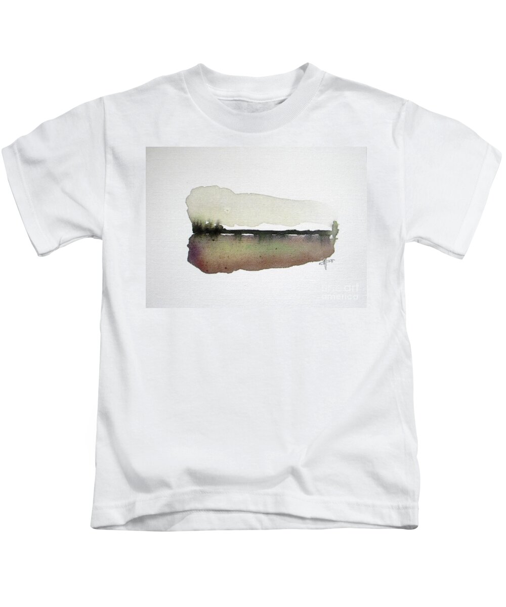 Abstract Kids T-Shirt featuring the painting Dusk Silence by Vesna Antic