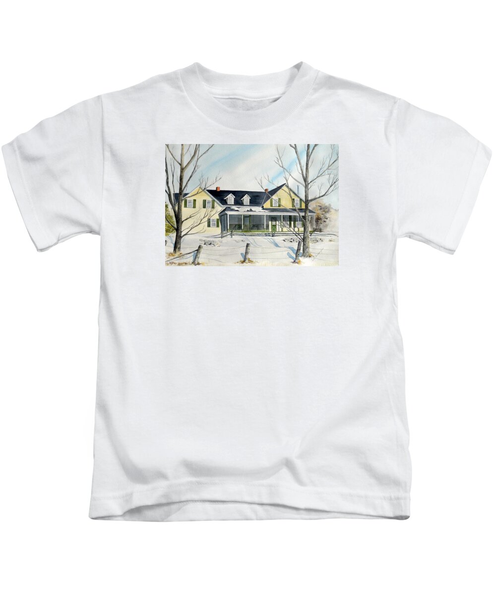 Farm House Kids T-Shirt featuring the painting Elmridge Farm House by Jackie Mueller-Jones