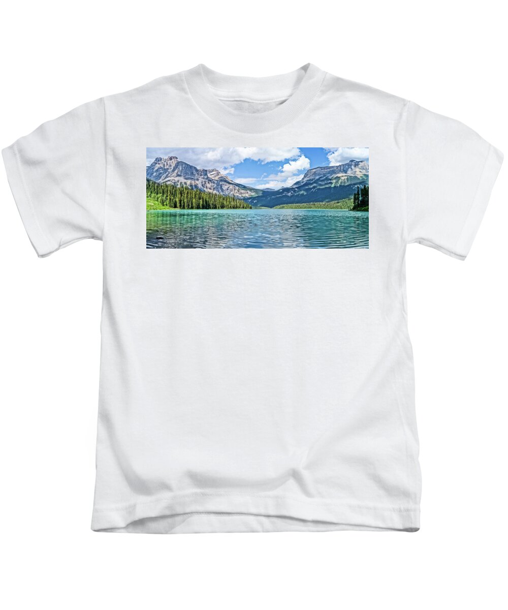Emerald Lake Kids T-Shirt featuring the photograph Emerald Lake Pano by Joe Kopp