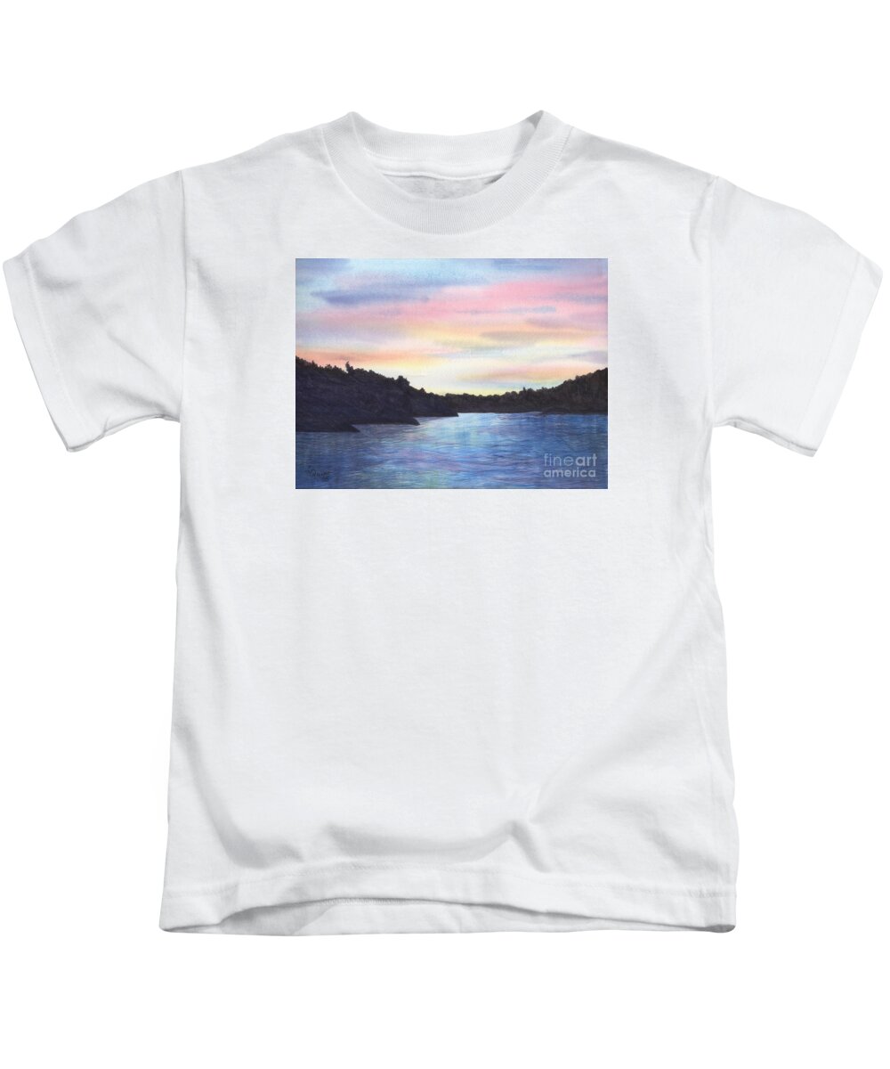Sunset Kids T-Shirt featuring the painting Evening Silhouette by Lynn Quinn