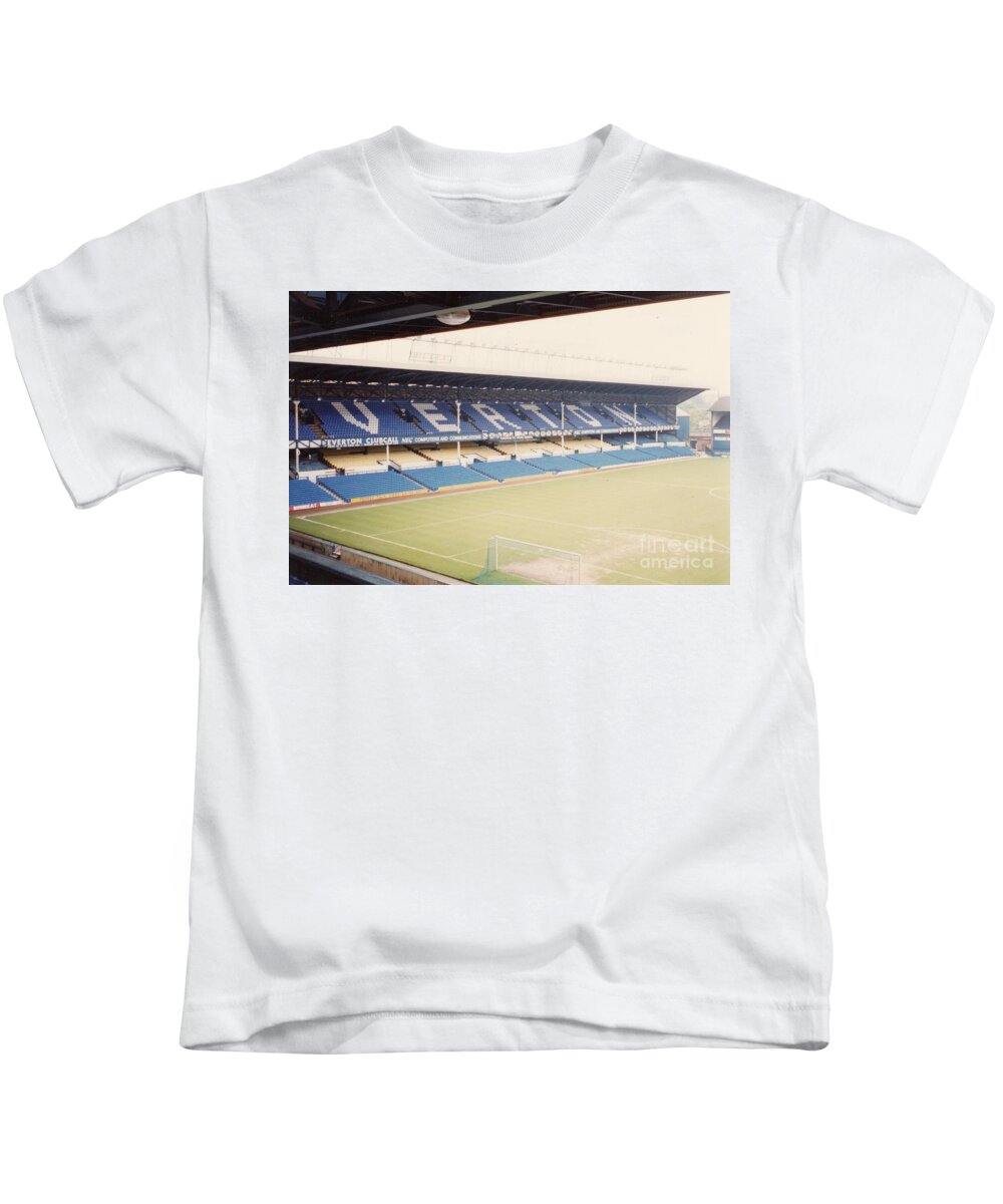 Everton Kids T-Shirt featuring the photograph Everton - Goodison Park - East Stand Bullens Road 2 - April 1991 by Legendary Football Grounds