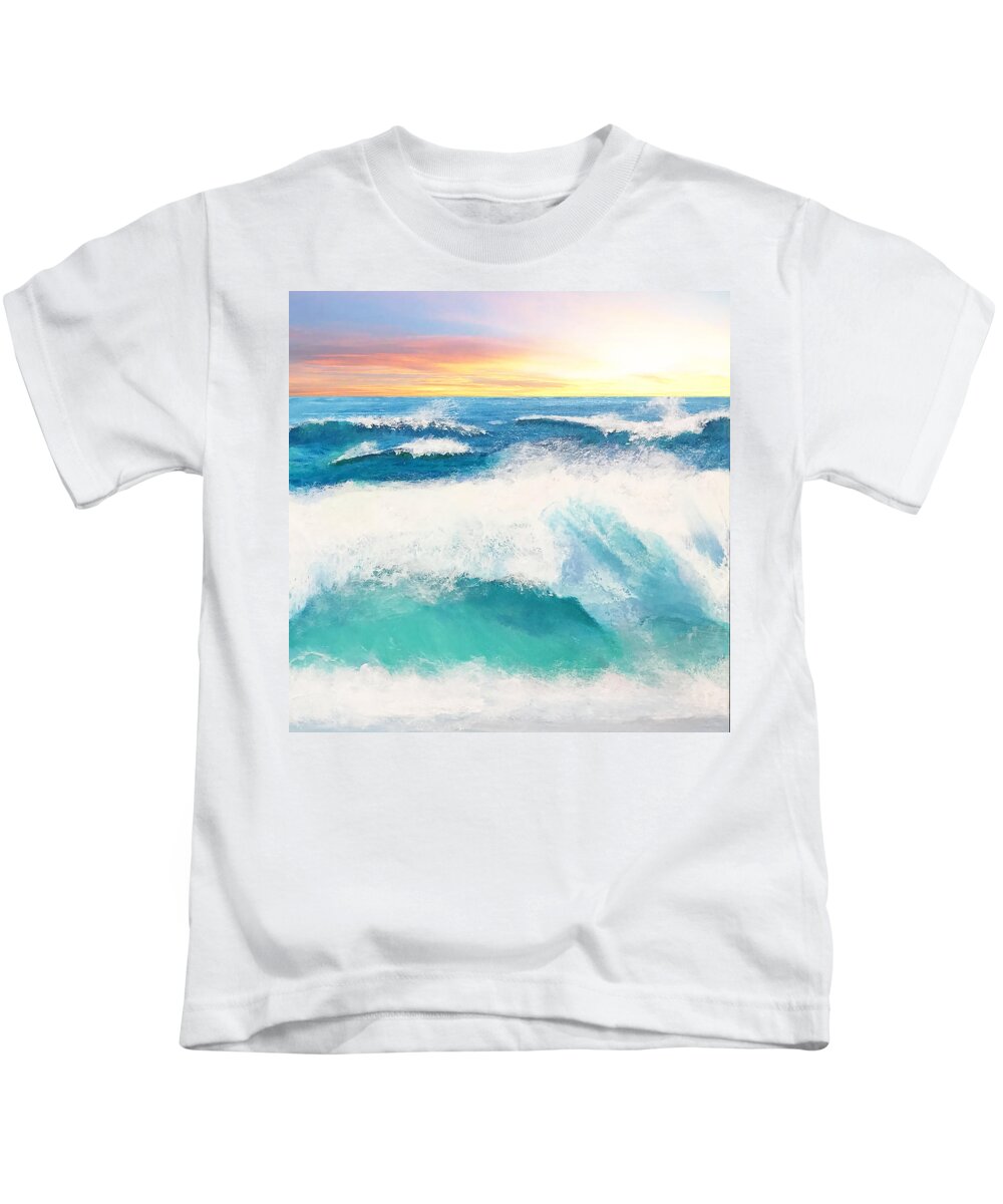 Ocean Kids T-Shirt featuring the painting Farthest Ocean by Linda Bailey