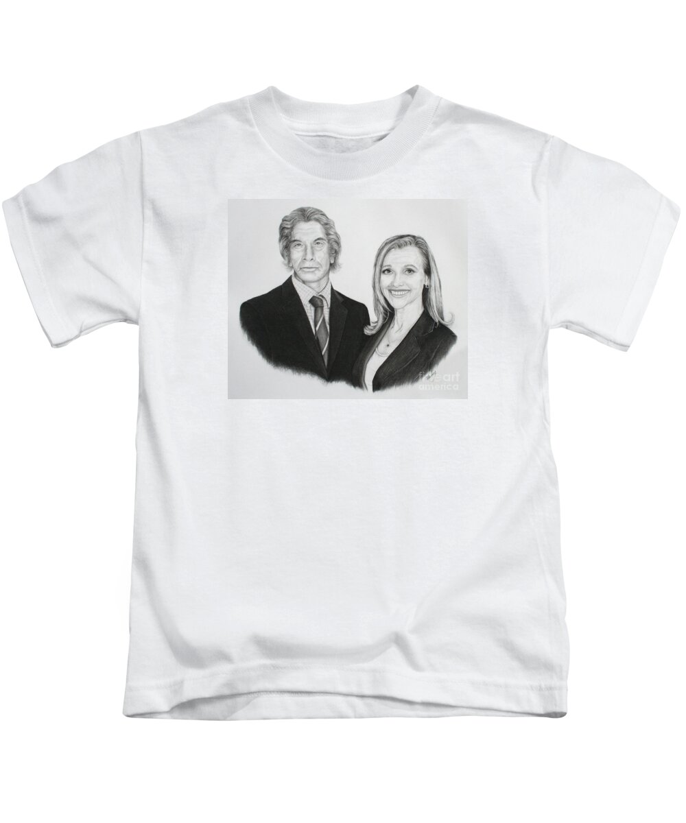 Portrait Kids T-Shirt featuring the drawing Father And Daughter by Mike Ivey
