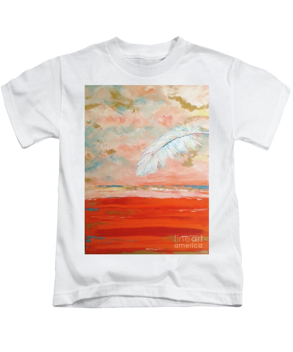 Feather Kids T-Shirt featuring the painting Feather Fall by Tracey Lee Cassin