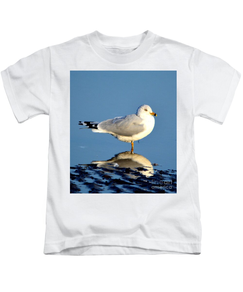 Gull Kids T-Shirt featuring the photograph Feathered Float by Dani McEvoy