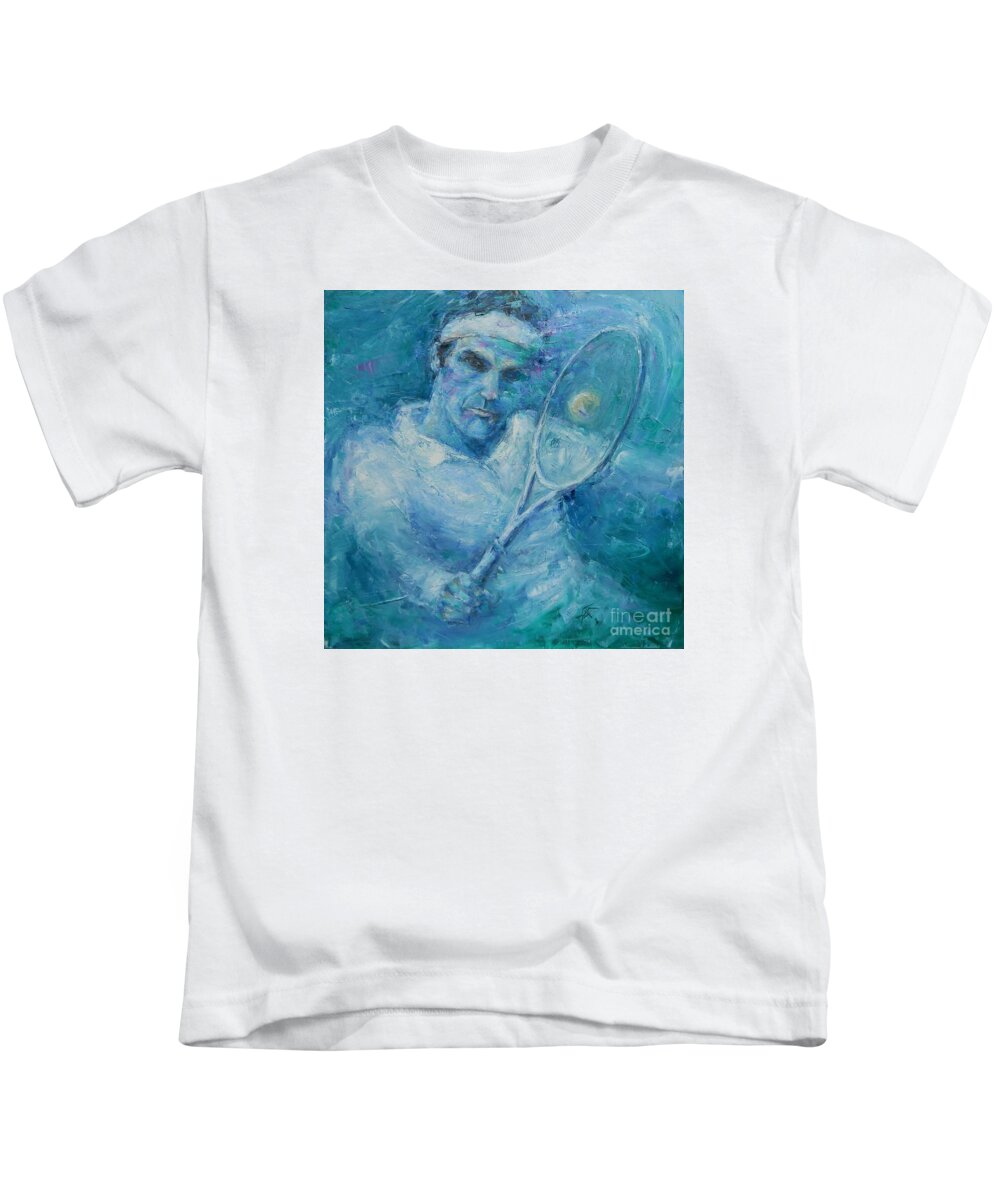 Federer Kids T-Shirt featuring the painting Fed by Dan Campbell