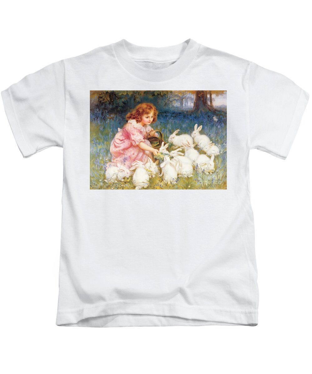 Feeding Kids T-Shirt featuring the painting Feeding the Rabbits by Frederick Morgan