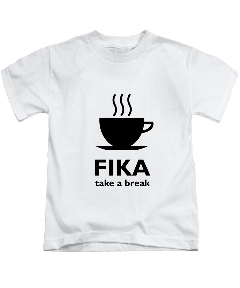 Richard Reeve Kids T-Shirt featuring the digital art Fika - take a break by Richard Reeve