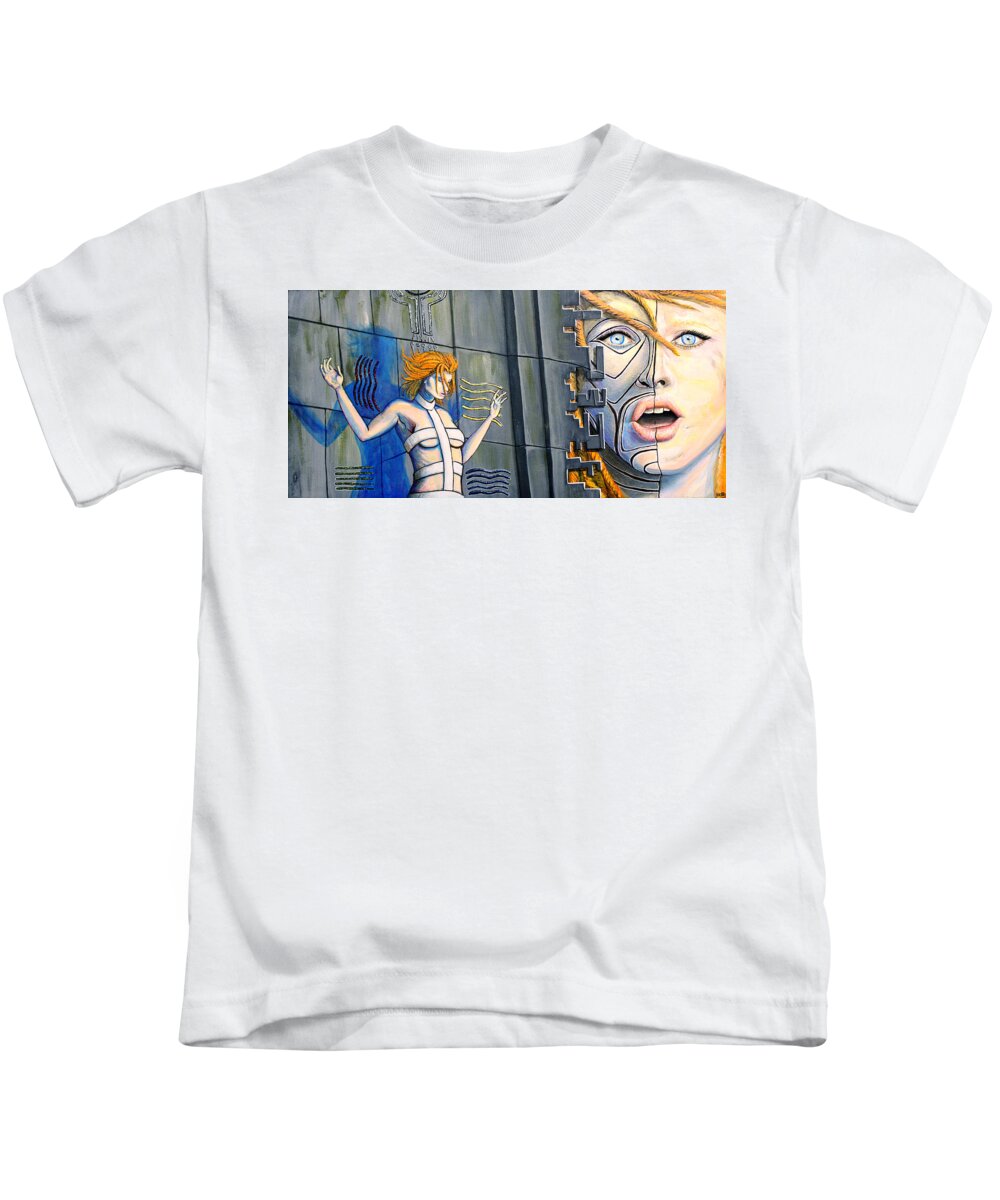 Blues Kids T-Shirt featuring the painting Film Spirit of Leeloo Dallas by M E