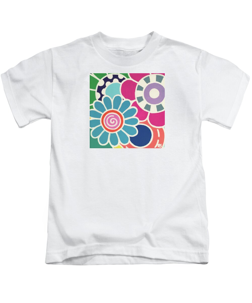 Flowers Kids T-Shirt featuring the painting Five Blooms by Beth Ann Scott