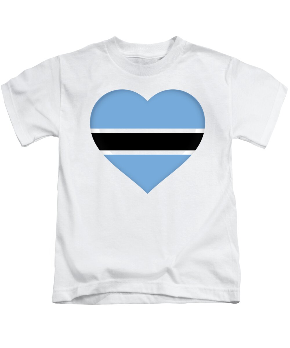  Batswana Kids T-Shirt featuring the digital art Flag of Botswana Heart by Roy Pedersen