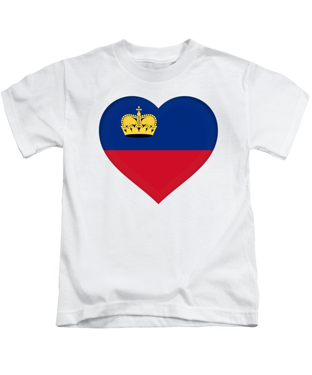 Liechtenstein Kids T-Shirt featuring the digital art Flag of Liechtenstein Heart by Roy Pedersen