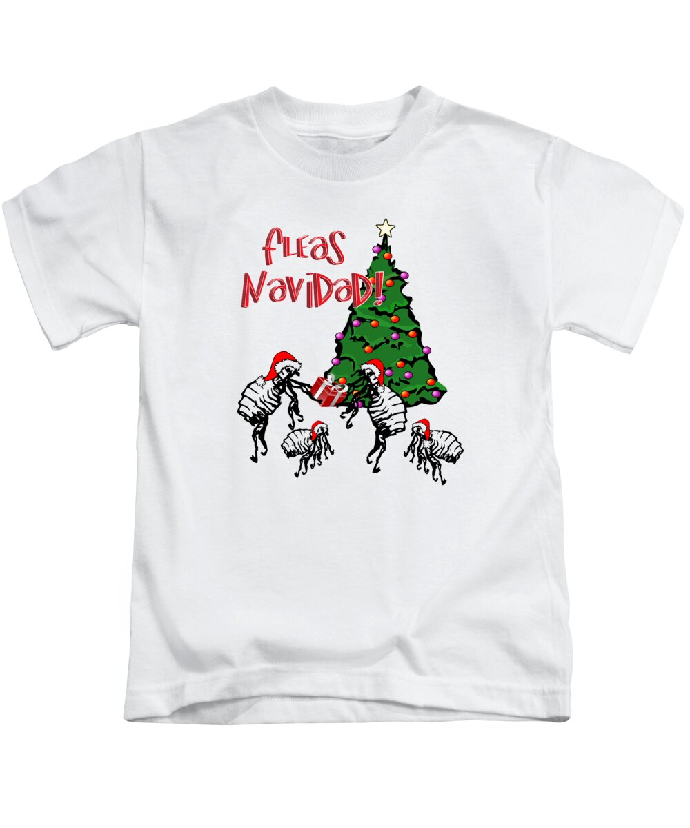 Feliz Navidad Kids T-Shirt featuring the digital art Fleas Navidad by Gravityx9 Designs