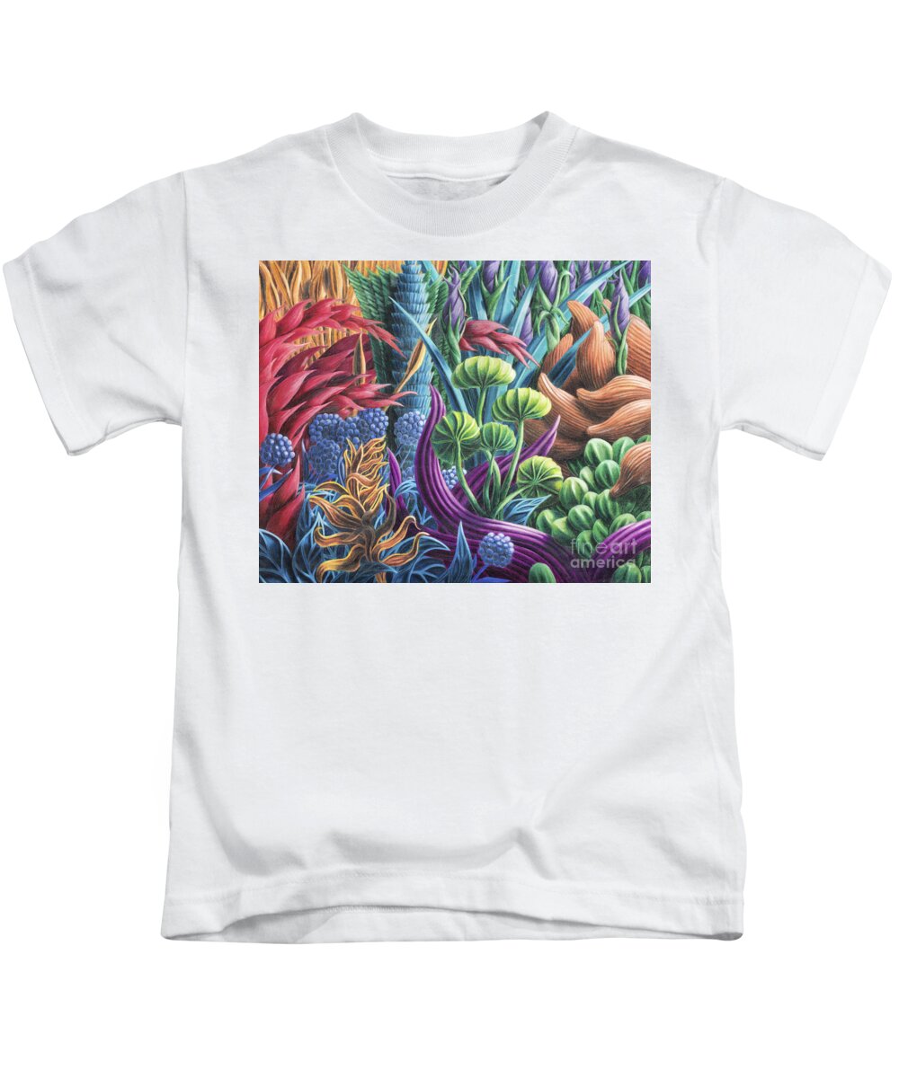 Fine Art Kids T-Shirt featuring the drawing Floral Whirl by Scott Brennan