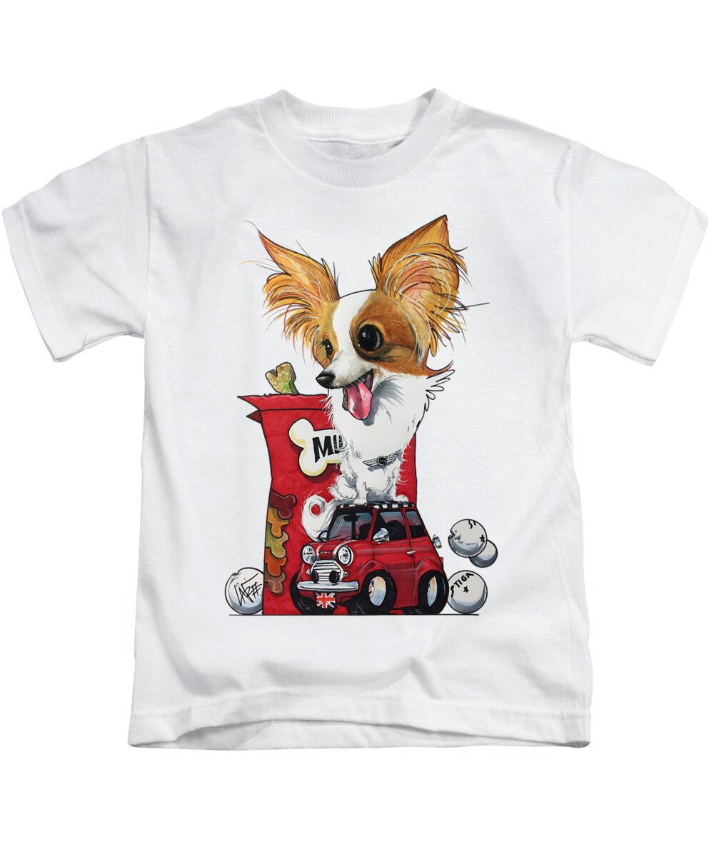 Pet Portrait Kids T-Shirt featuring the drawing Flounders 7-1478 by John LaFree