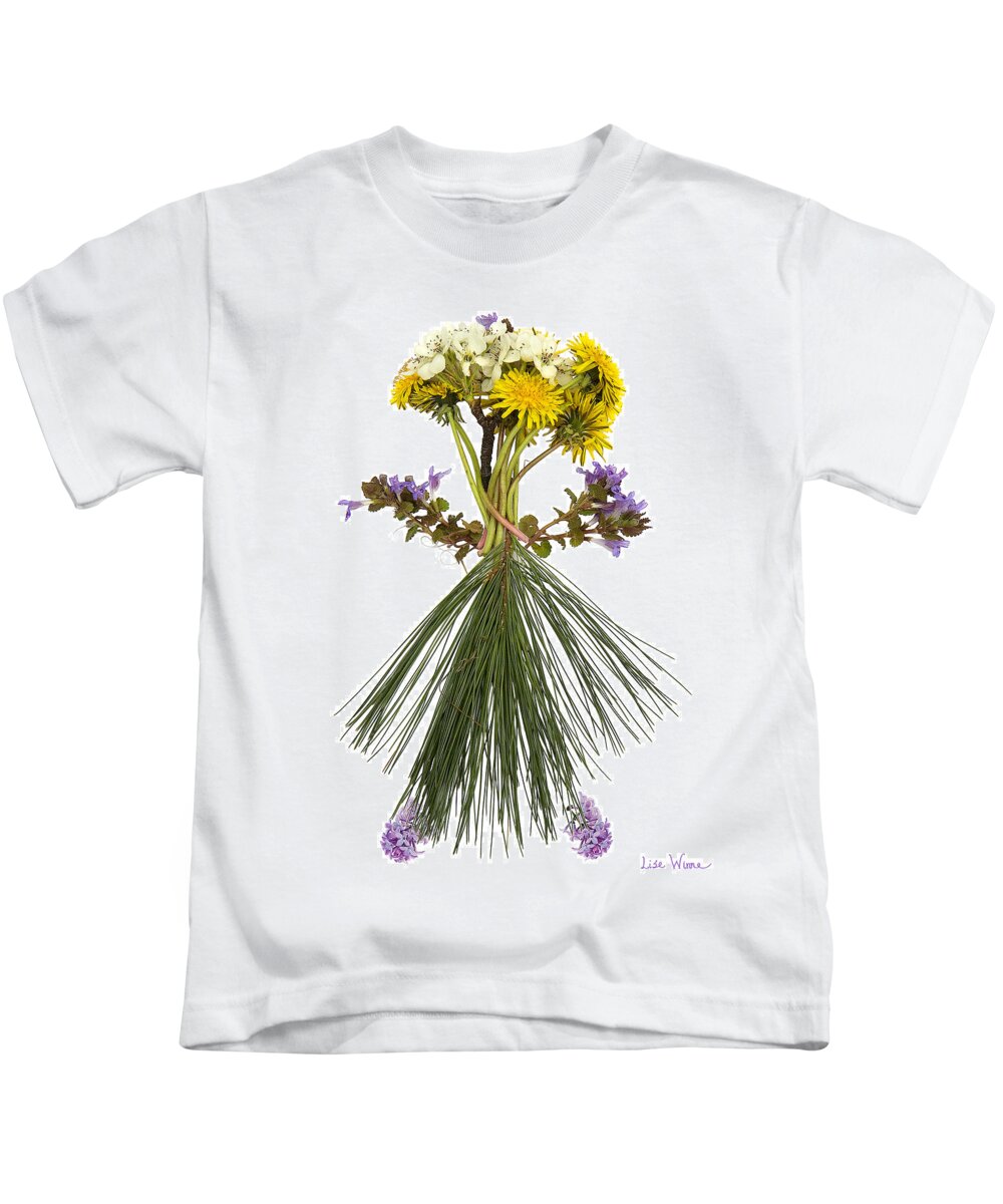 Flower Person Kids T-Shirt featuring the digital art Flower Head by Lise Winne