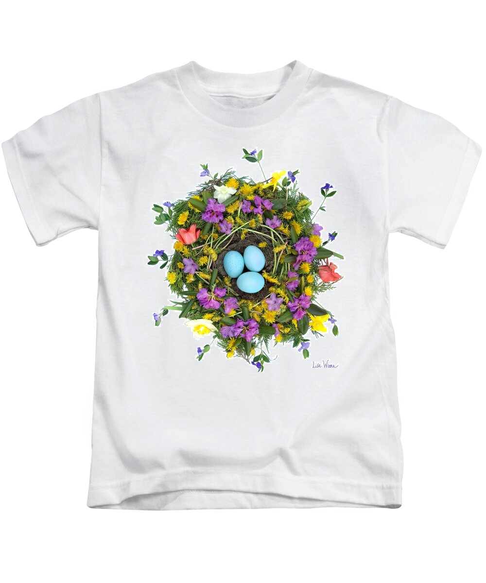 Lise Winne Kids T-Shirt featuring the digital art Flower Nest by Lise Winne