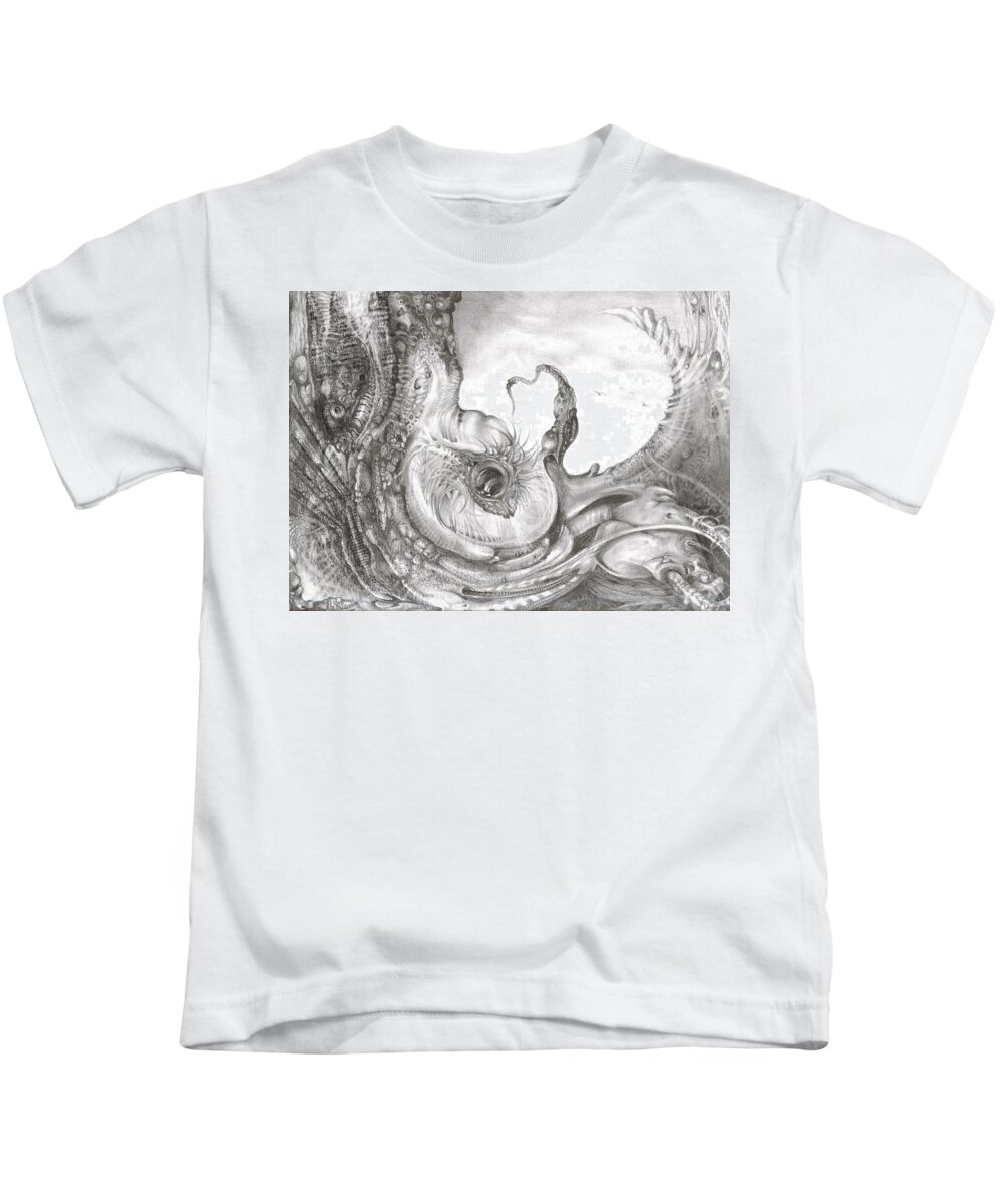  Kids T-Shirt featuring the drawing Fomorii Incubator by Otto Rapp