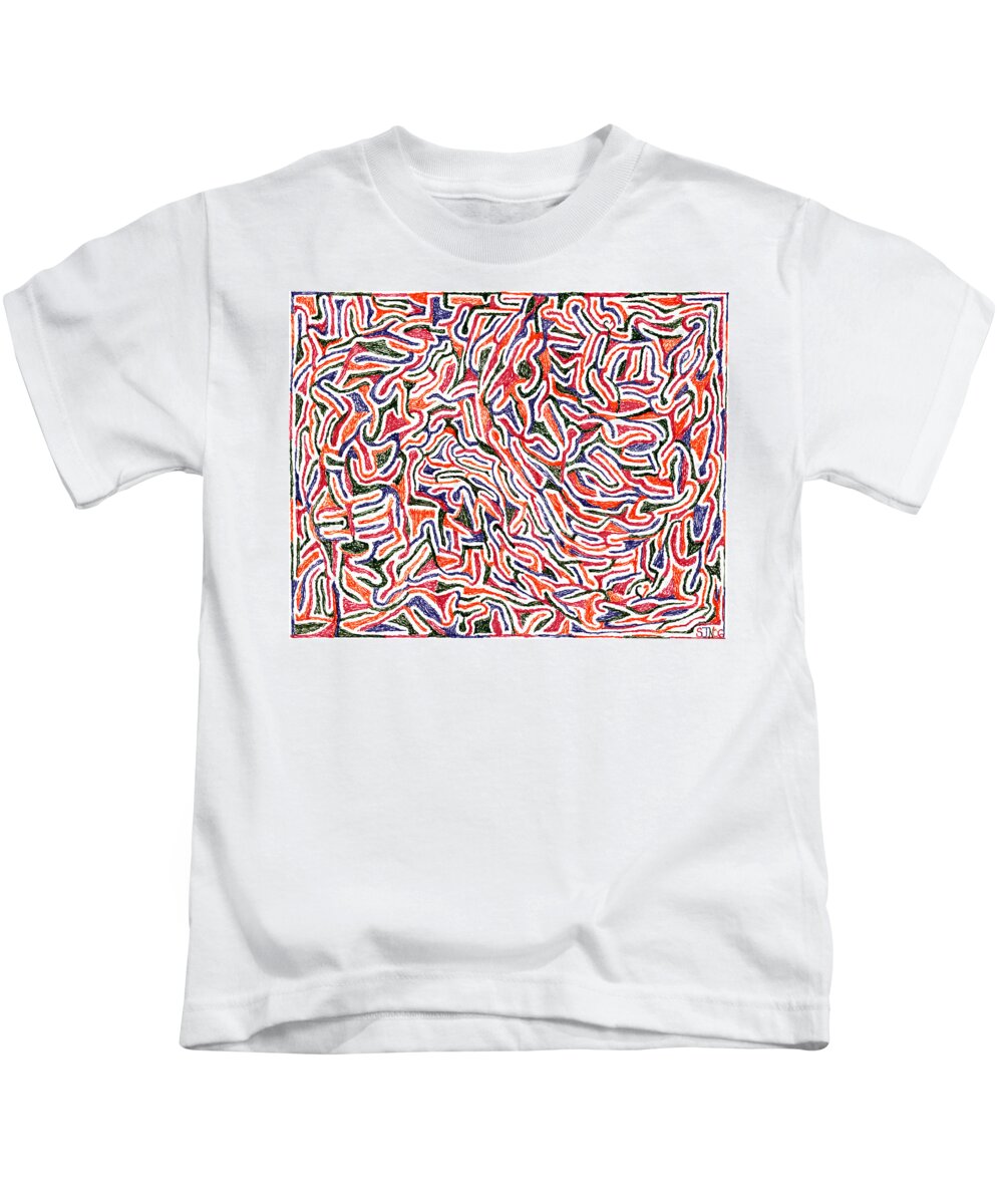 Mazes Kids T-Shirt featuring the drawing Formations by Steven Natanson