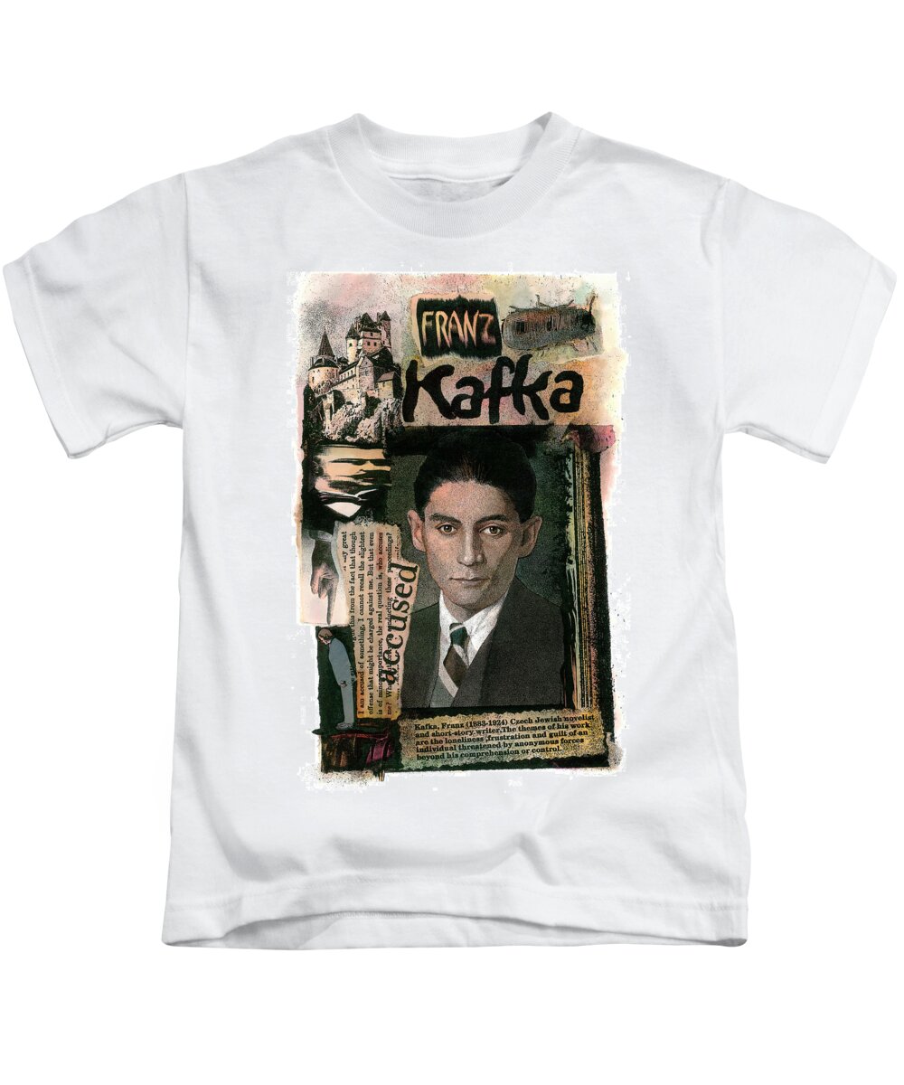 Franz Kafka Kids T-Shirt featuring the painting Franz Kafka by John Dyess