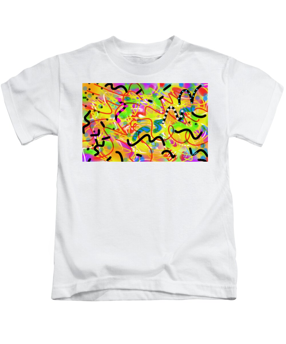 Abstract Kids T-Shirt featuring the painting Free for all by Kevin Caudill