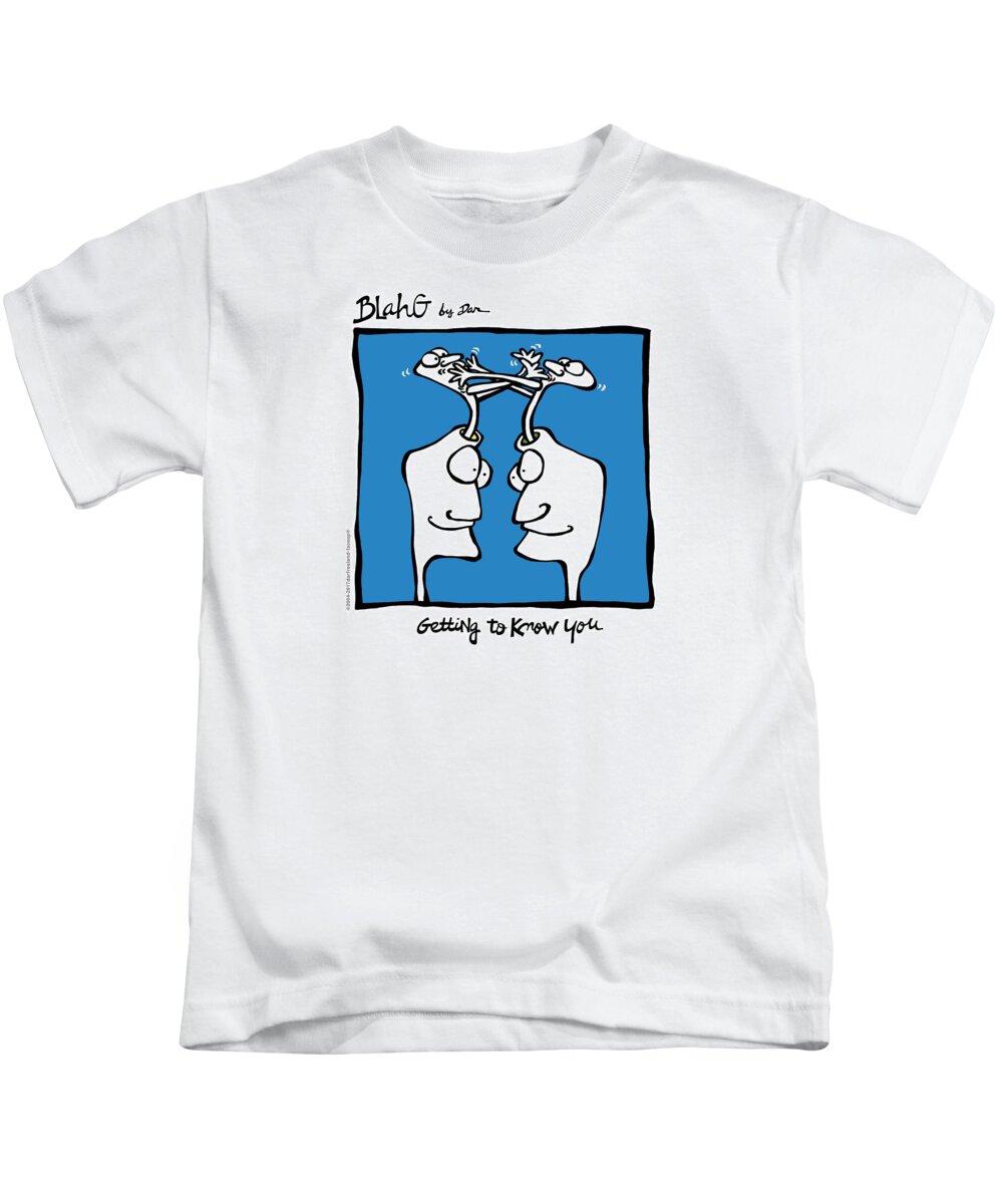 Face Up Kids T-Shirt featuring the drawing Getting To Know You by Dar Freeland