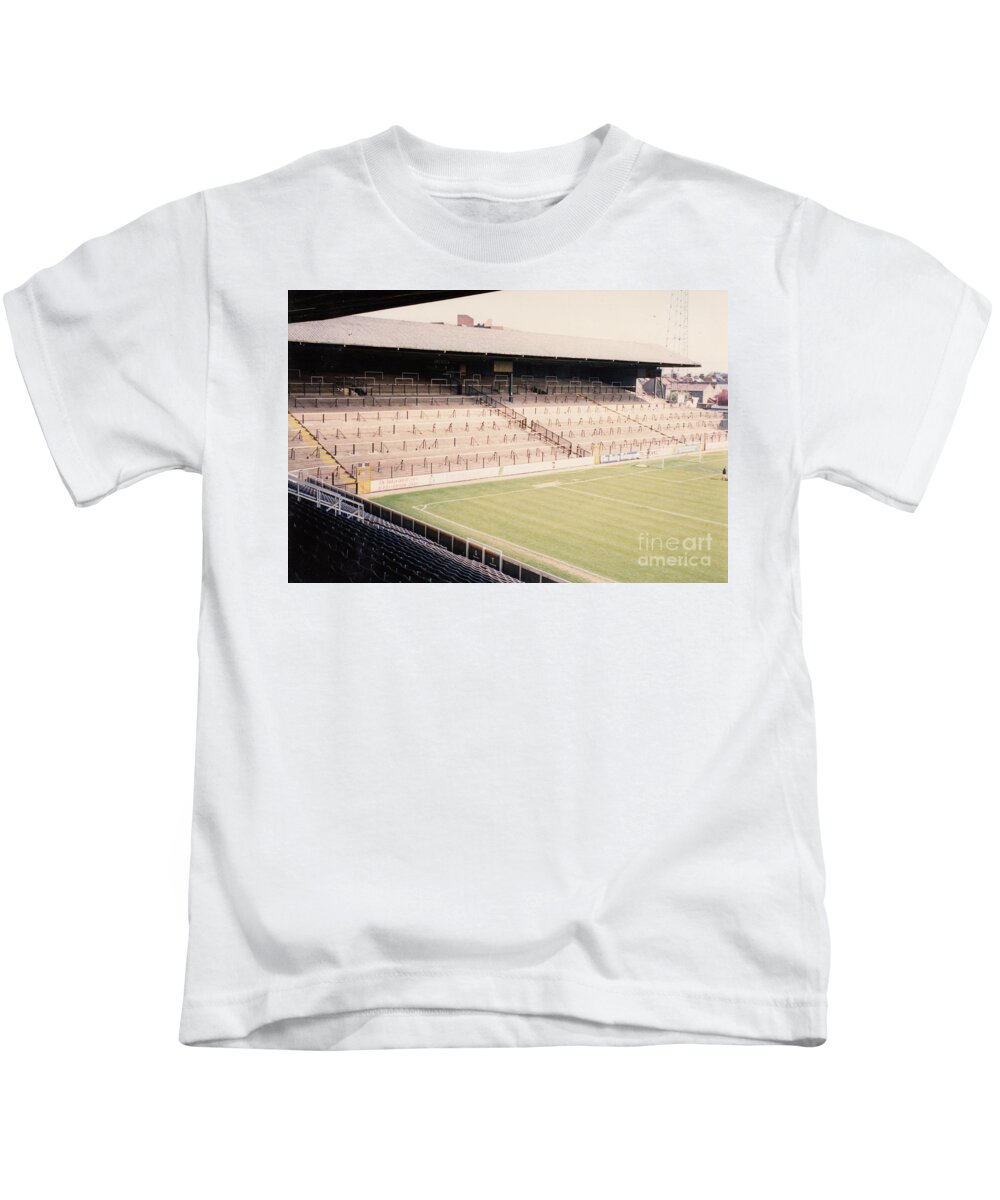 Fulham Kids T-Shirt featuring the photograph Fulham - Craven Cottage - North Stand Hammersmith End 1 - April 1991 by Legendary Football Grounds