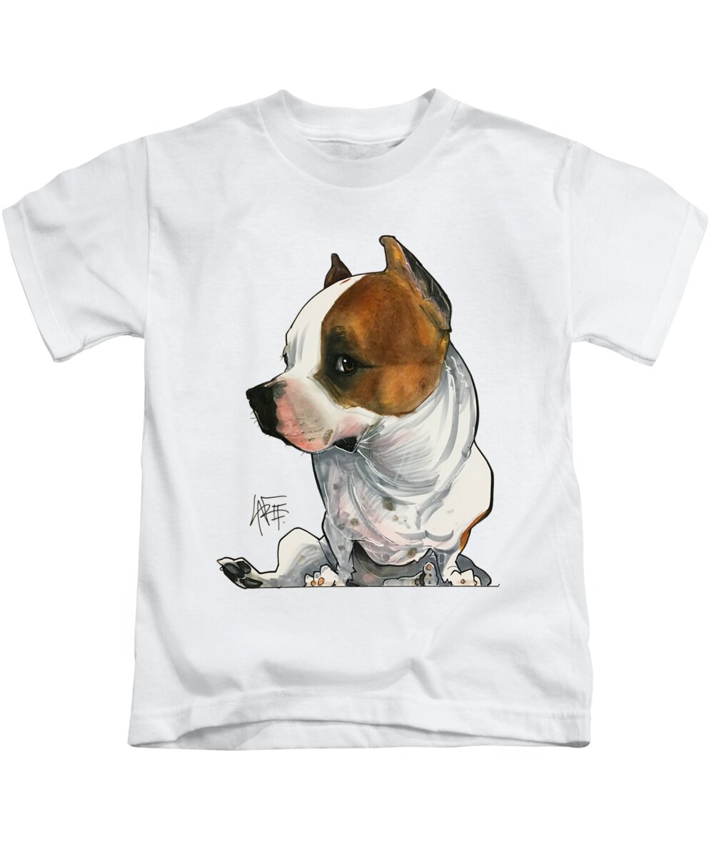 Pet Portrait Kids T-Shirt featuring the drawing Gabby Minuto 3190 by John LaFree