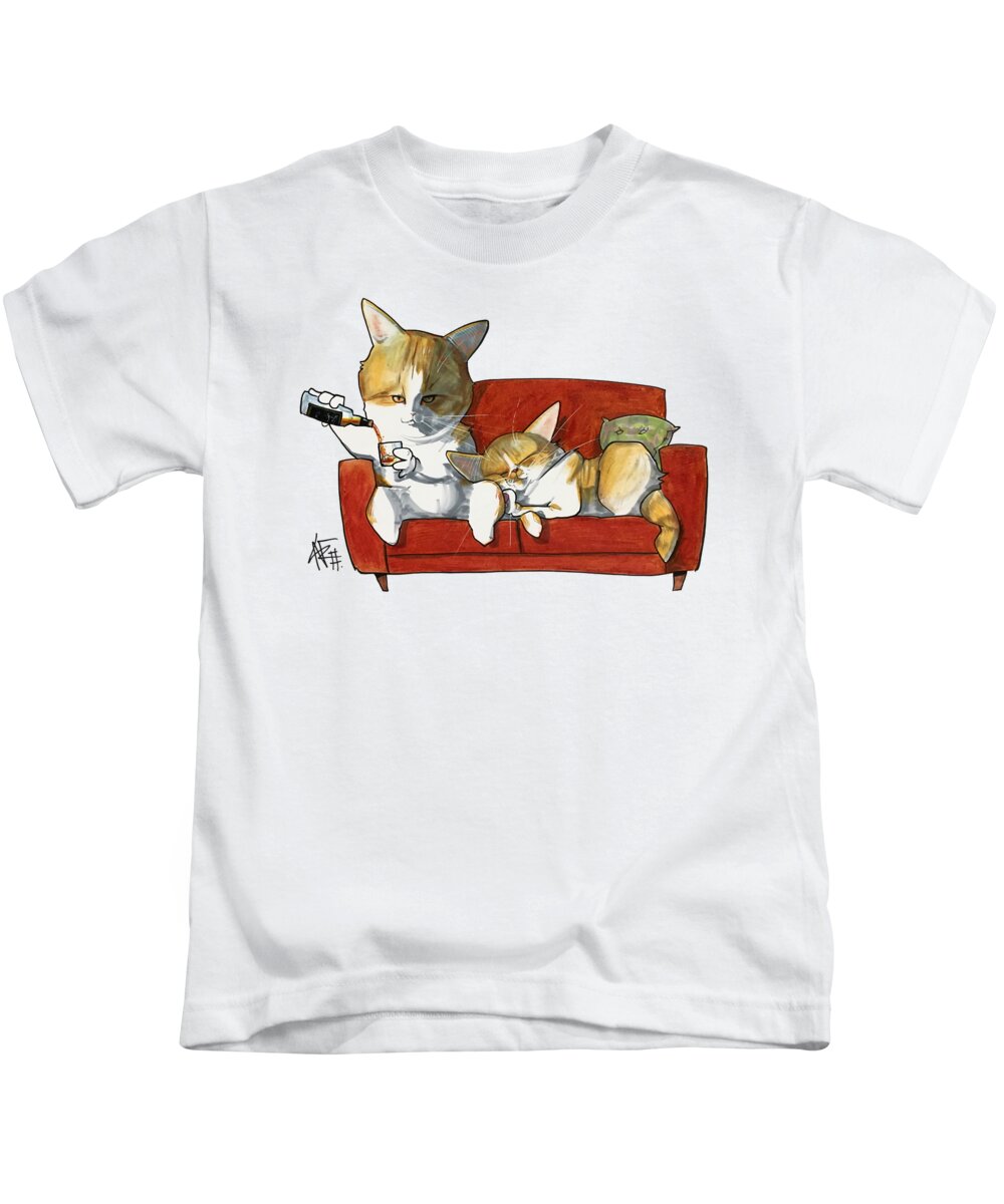 Pet Portrait Kids T-Shirt featuring the drawing Galmiche 3258 by Canine Caricatures By John LaFree