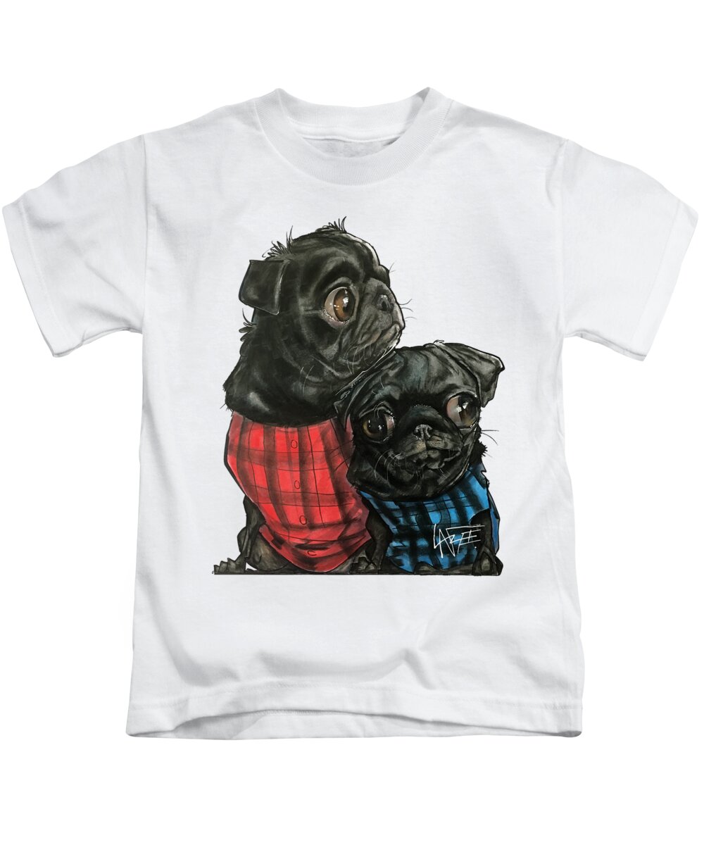 Pet Portrait Kids T-Shirt featuring the drawing Giles 3540 by Canine Caricatures By John LaFree