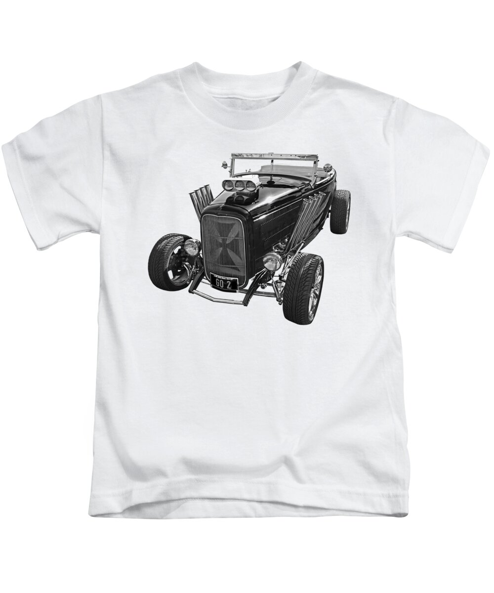 Hotrod Kids T-Shirt featuring the photograph Go Hot Rod in Black and White by Gill Billington