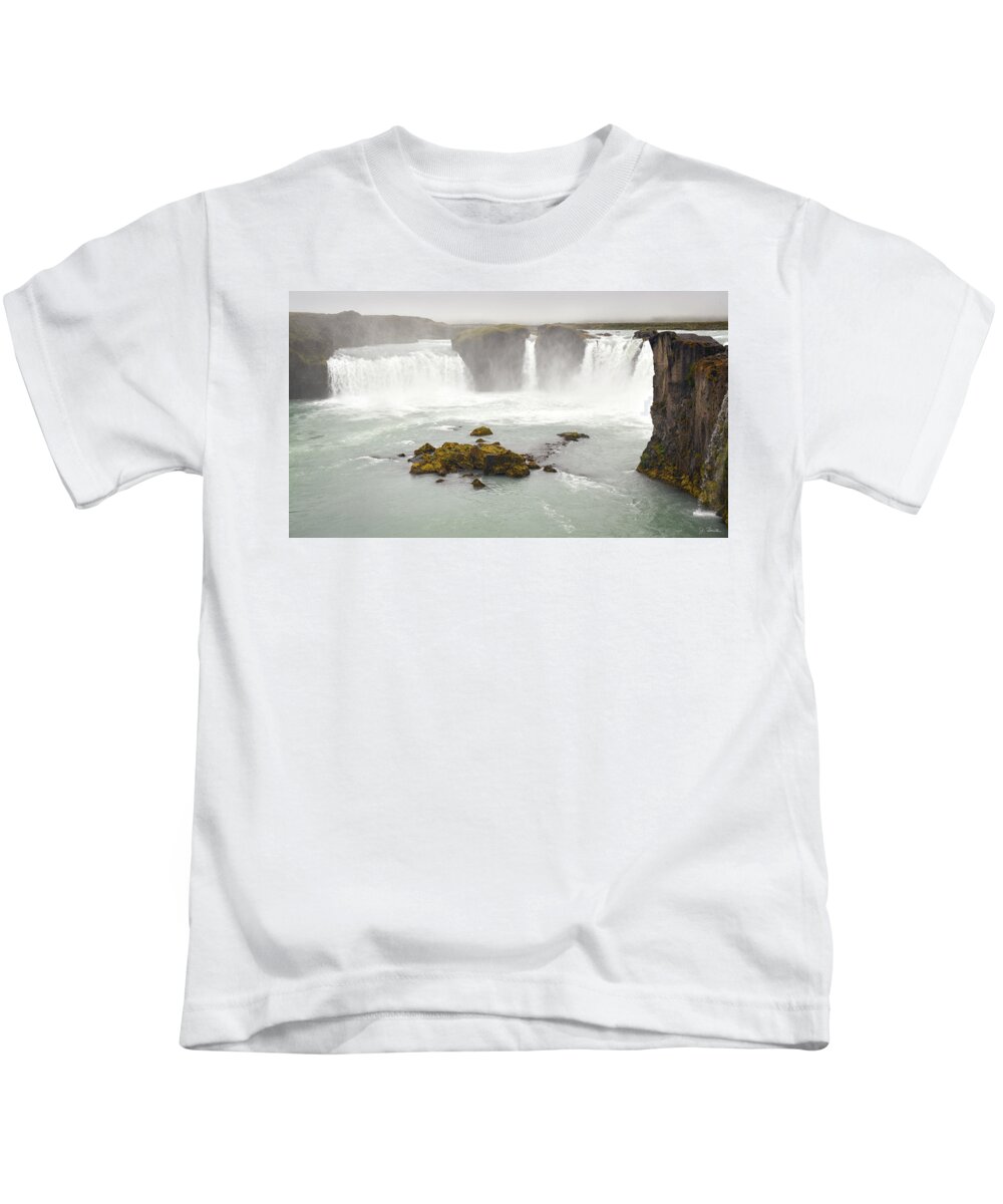 Iceland Kids T-Shirt featuring the photograph Godafoss by Joe Bonita