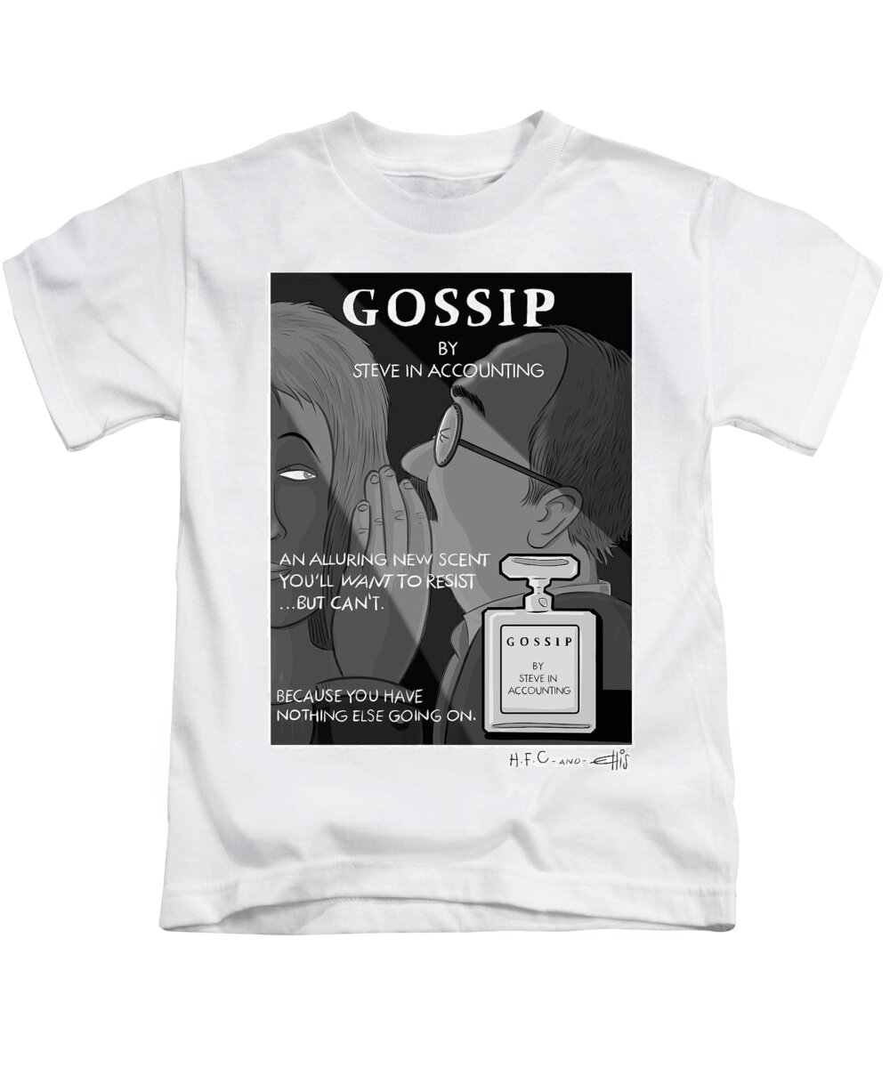 Gossip By Steve In Accounting Kids T-Shirt featuring the drawing Gossip by Steve in Accounting by Hilary Fitzgerald Campbell