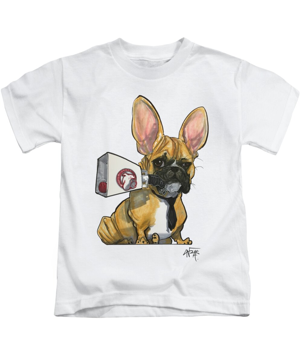 French Bulldog Kids T-Shirt featuring the drawing Griffin 2740 by John LaFree