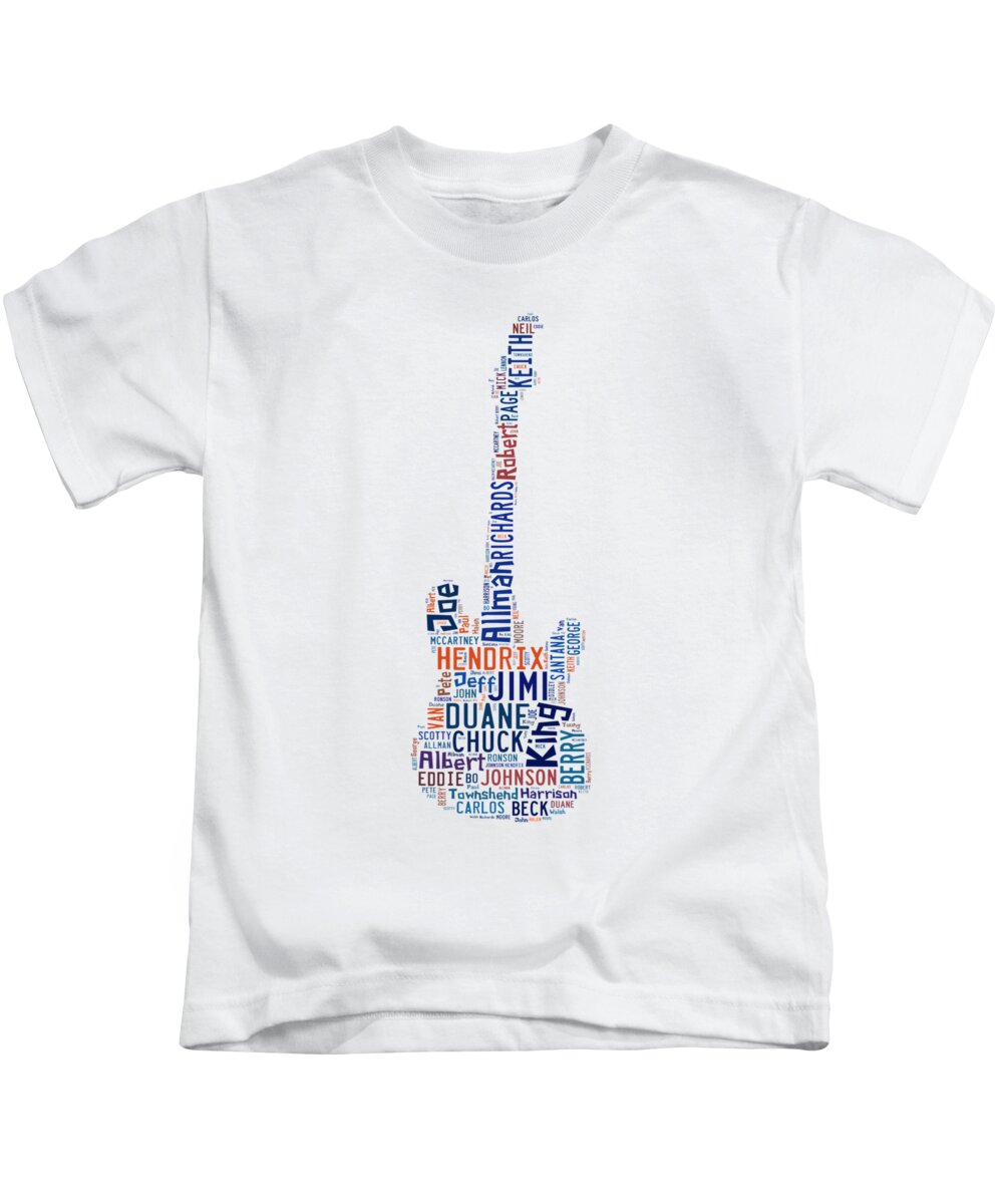 Duane Allman Kids T-Shirt featuring the digital art Guitar Legends by Bill Cannon