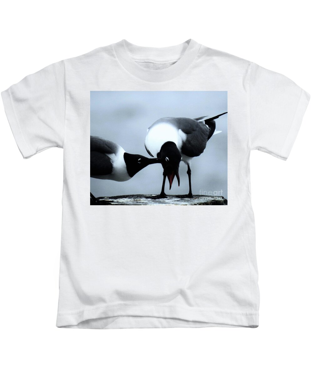 Gulls Kids T-Shirt featuring the photograph Gull Pecked by Jan Gelders